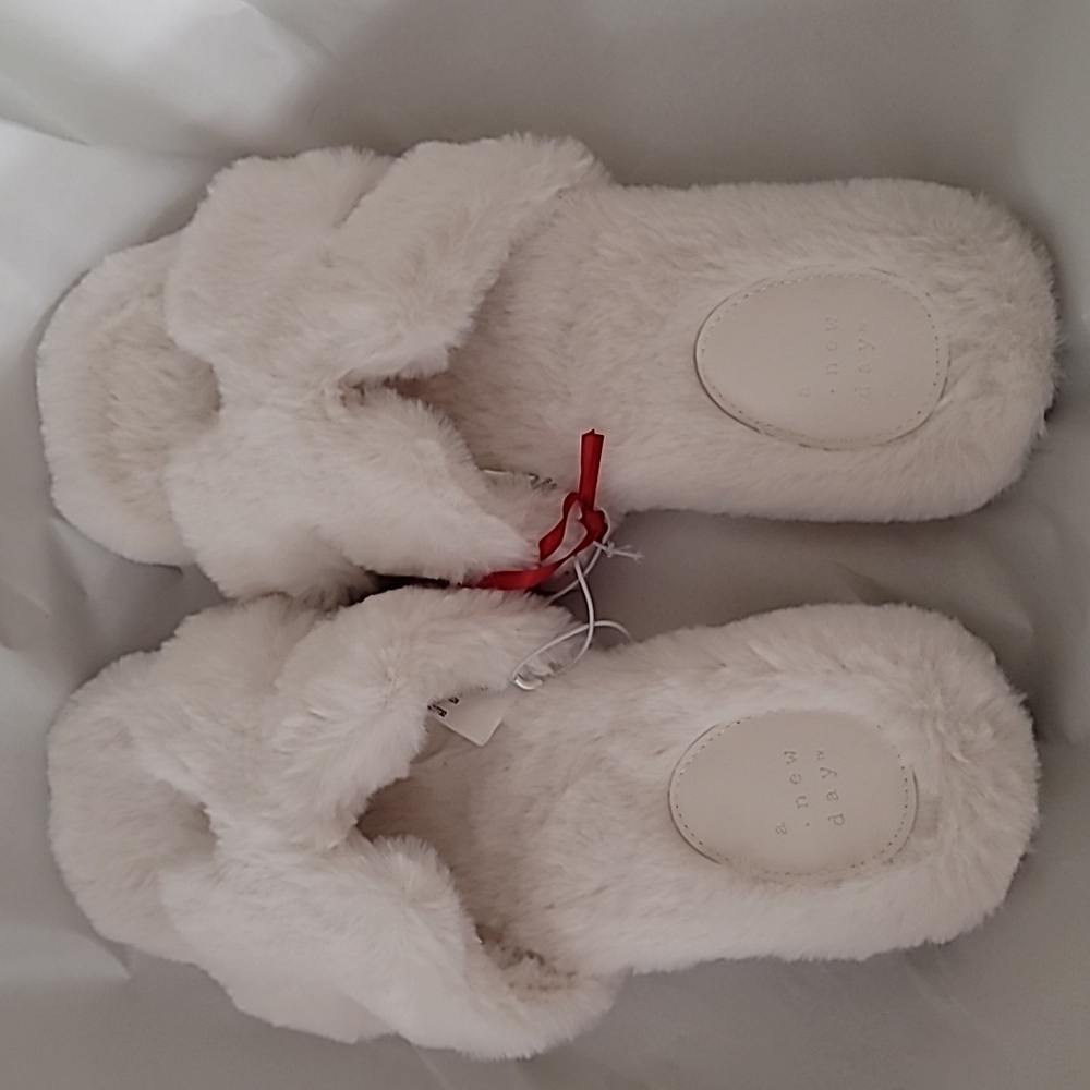 Target Cream Fluffy Slippers - Picture 2 of 5